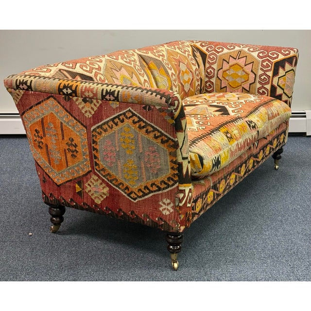 Wood English George Smith Hand Woven Kilim Sofa For Sale - Image 7 of 12