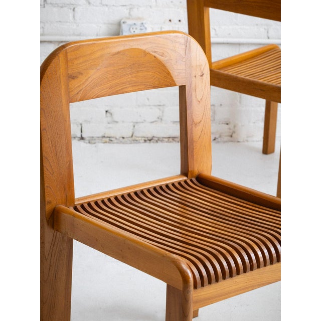 Wood Italian Post Modern Wood Slat Dining Chairs, a Set of 4 For Sale - Image 7 of 13
