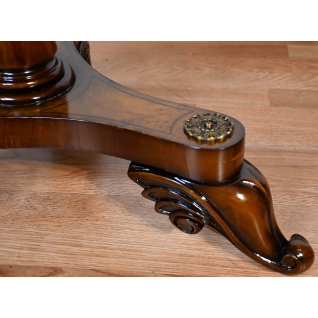 Brown Pair of 1930s English Regency Style Burl Maple Accent Tables Side Tables For Sale - Image 8 of 16