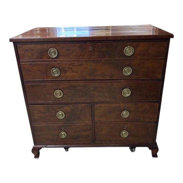 Early 20th Century Vintage Multi-Purpose Desk and Chest of Drawers With Brass Pulls For Sale