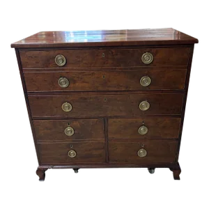 Early 20th Century Vintage Multi-Purpose Desk and Chest of Drawers With Brass Pulls