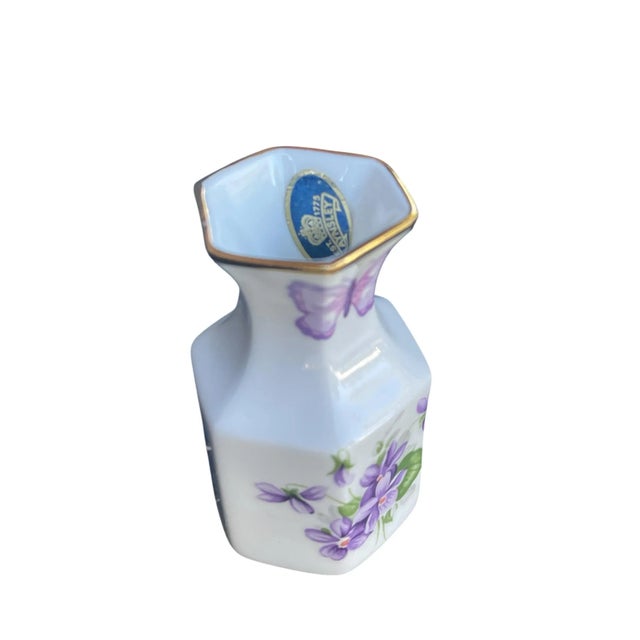 “Wild Violets" Aynsley Vase, Fine English Bone China. This vintage vase features an array of violets on both front and...