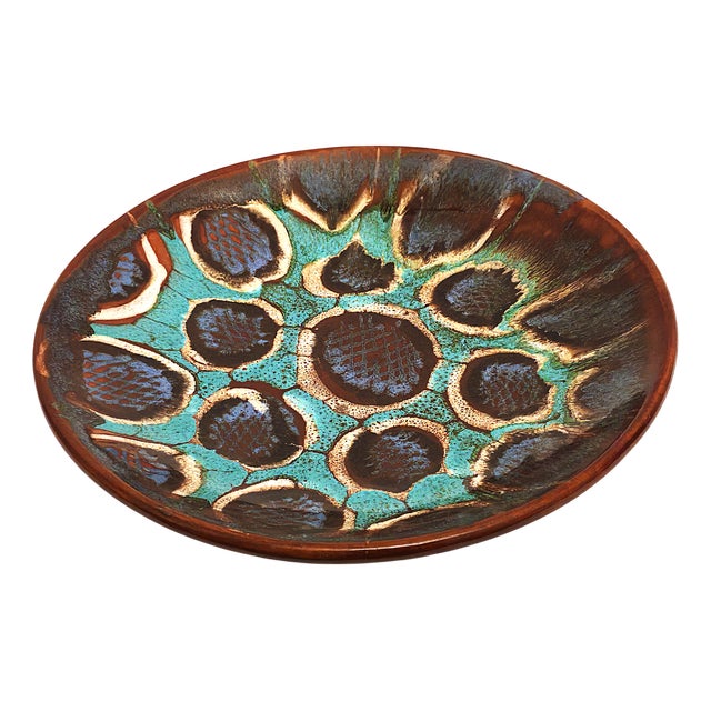 Mid-Century Modern Glazed Ceramic Decorative Plate, 1950s For Sale