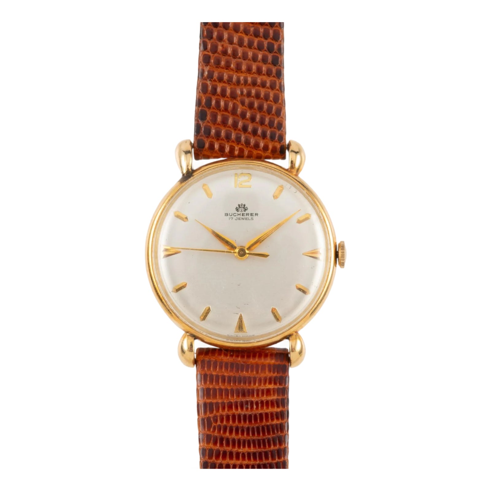 Bucherer 33mm Manual Wind 18k Gold on Leather Watch Ref 50030