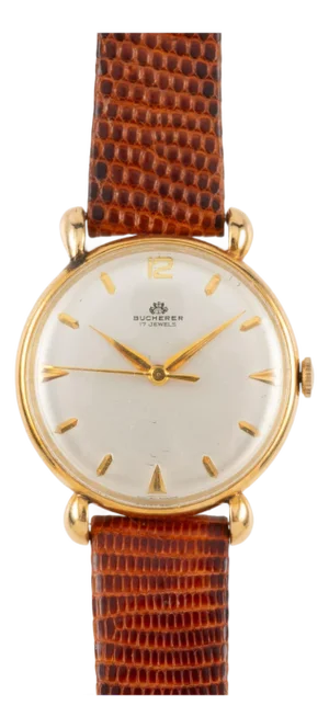 Bucherer 33mm Manual Wind 18k Gold on Leather Watch Ref 50030