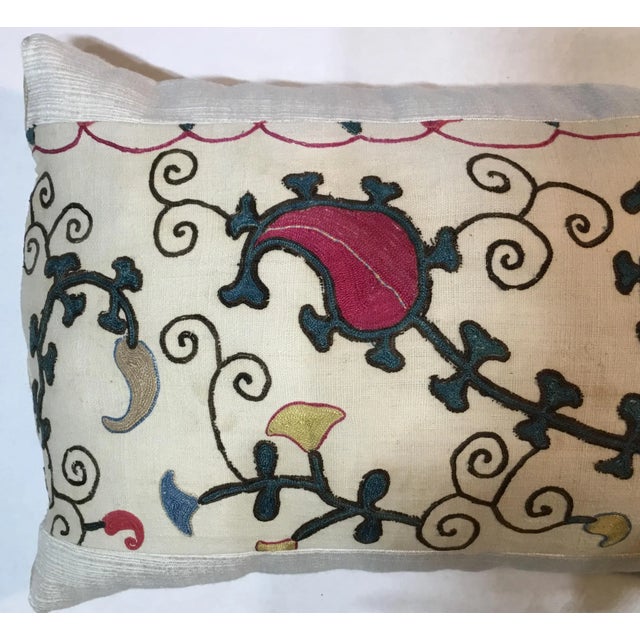 Antique Hand-Embroidered Suzani Pillow For Sale - Image 10 of 13