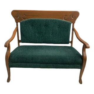 Late 19th Century Antique Carved Wooden Settee or Bench For Sale