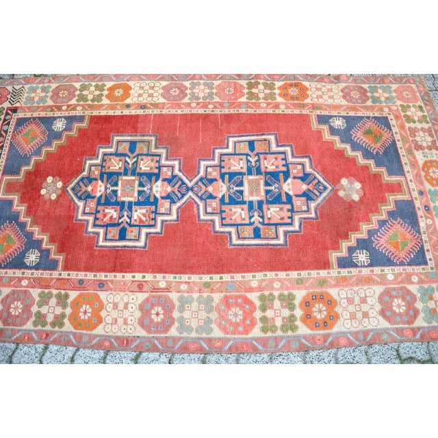1960s 1960s Vintage Red Wool Rug For Sale - Image 5 of 11