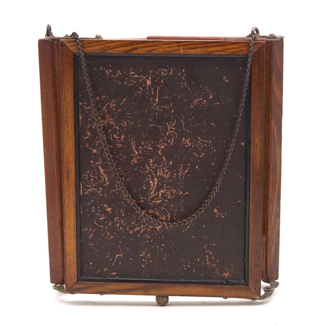 Wood Vintage Oak Triple Wall Mount Vanity Mirror For Sale - Image 7 of 9