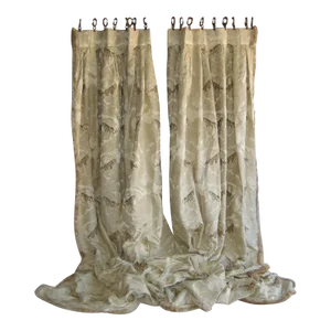 Large Pair of 1990s Ivory Rubelli Sandokan Curtains/Drapes