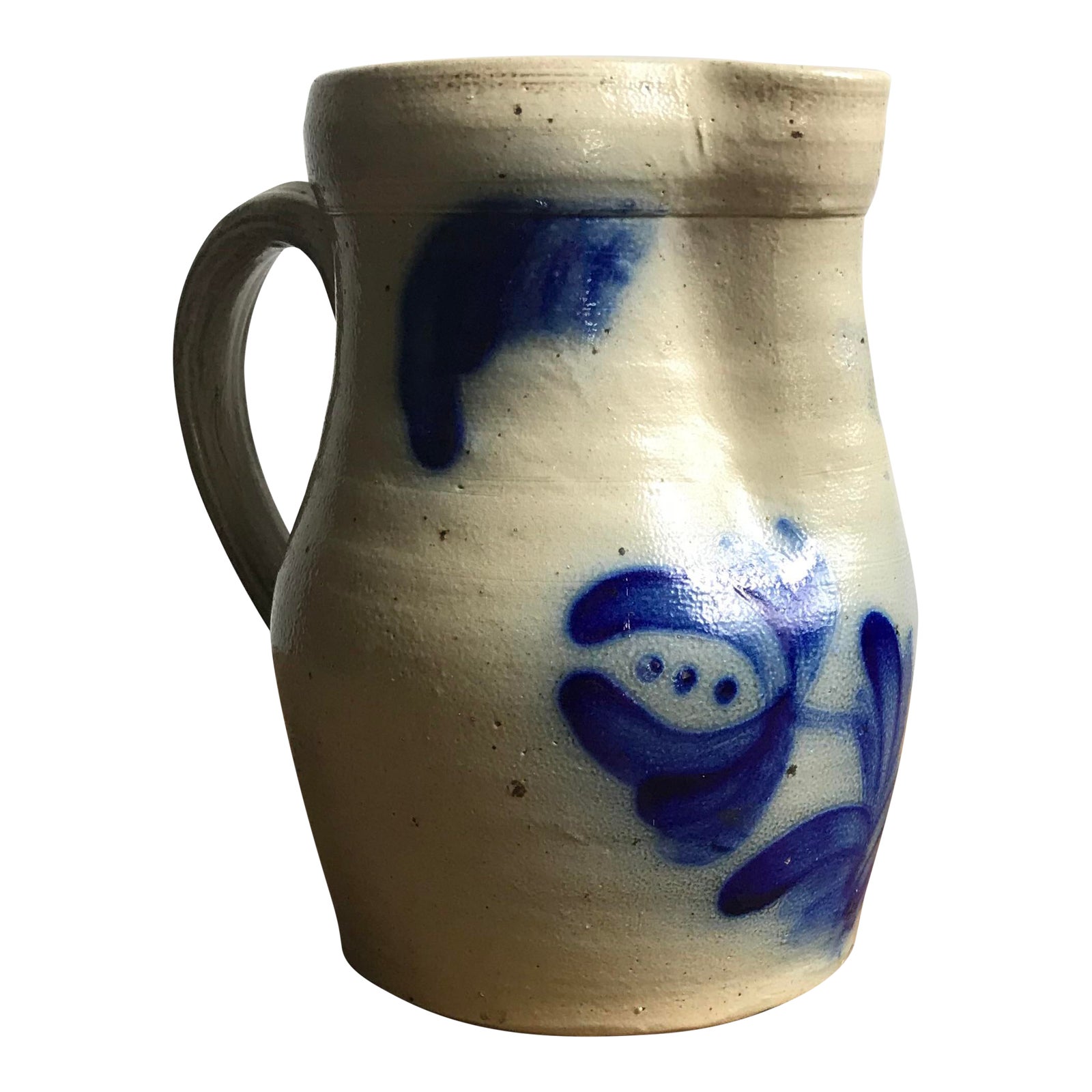 Vintage Beaumont Pottery of York Maine Blue Flow Stoneware Floral