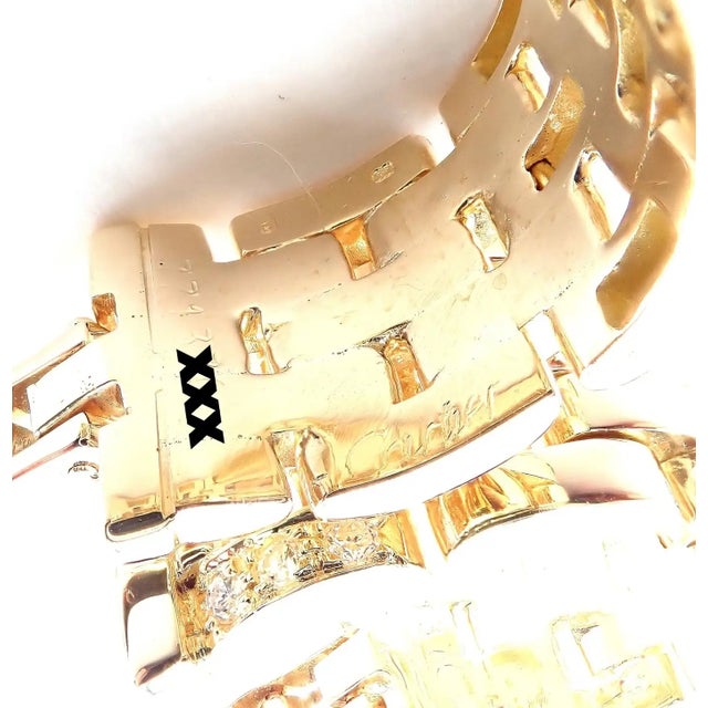 1980s Pair of Cartier Maillon Panthere Diamond 5 Row Hoop Yellow Gold Earrings For Sale - Image 16 of 16