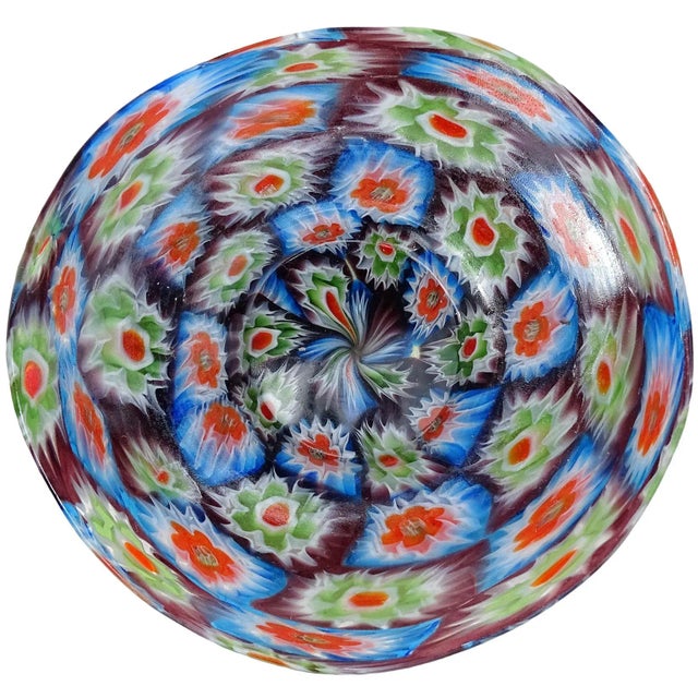 Early 20th Century Antique Murano Fratelli Toso Millefiori Flower Mosaic Italian Art Glass Teapot Sugar Bowl Cup Saucer Set For Sale - Image 5 of 6
