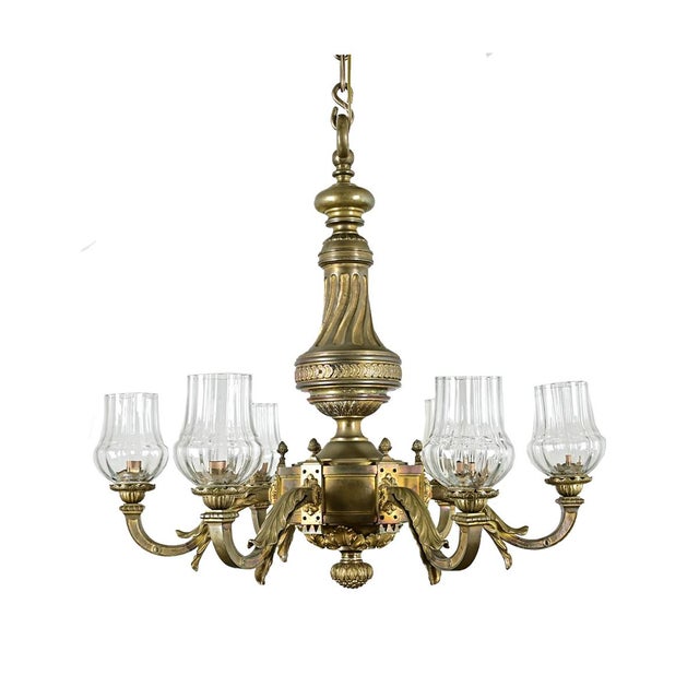 Metal French 19th Century Bronze & Blown Glass Chandelier For Sale - Image 7 of 15