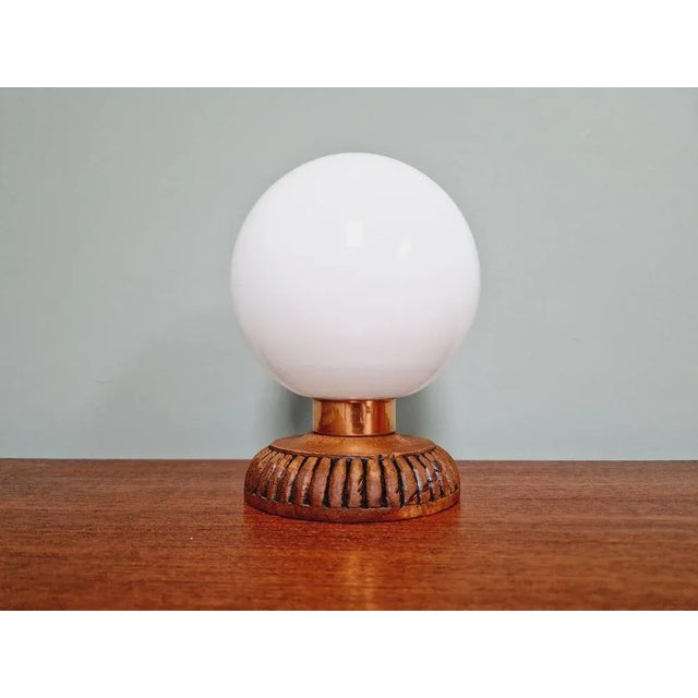 Wooden and Opaline Blanche Table Lamp, 1960s For Sale - Image 11 of 11