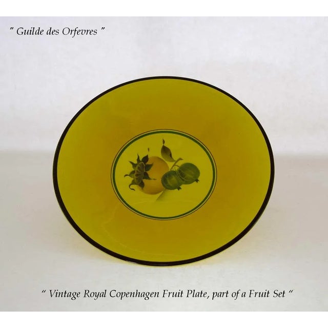 Ceramic 1950’s Vintage Royal Copenhagen Fruit Yellow Orange Decoration Plates- Set of 7 For Sale - Image 7 of 12