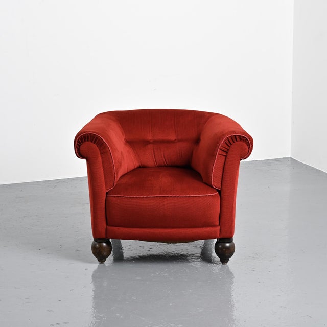 Red Art Deco Red Velvet Armchairs, France, 1920s, Set of 2 For Sale - Image 8 of 16