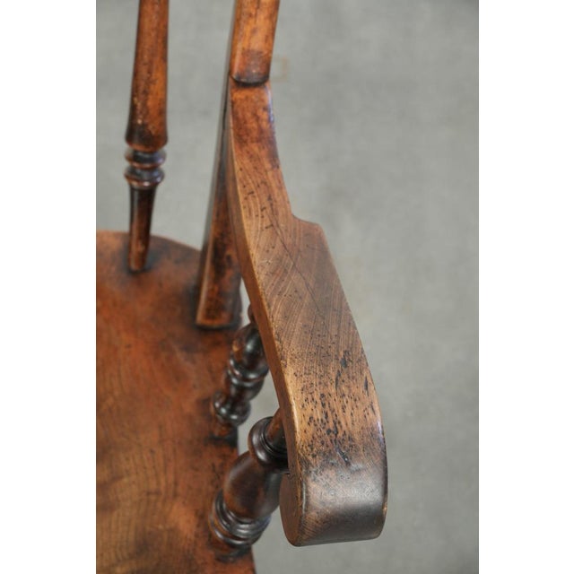 Brown Antique English Wooden Windsor Spindle Chair, Early 19th Century For Sale - Image 8 of 17
