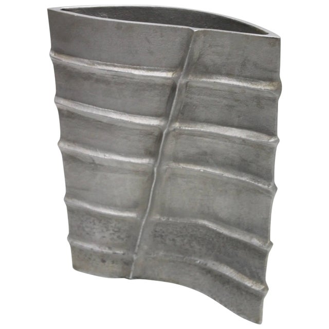 Signed Modernist Aluminum Vase For Sale - Image 11 of 11