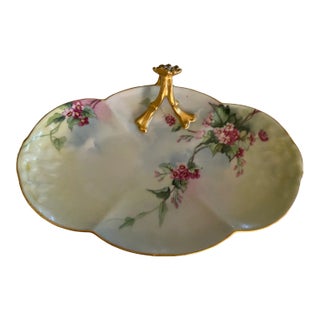 Antique Limoges Porcelain Single Handle Serving Dish For Sale