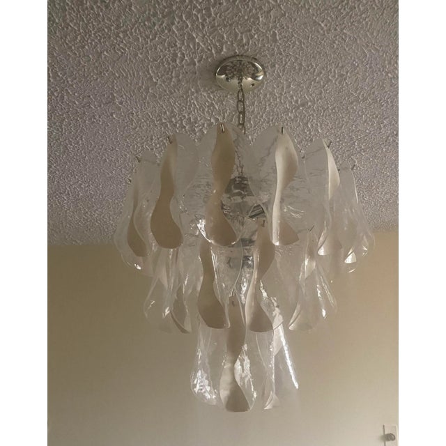 1970s Lucite and Chrome Waterfall Petal Chandelier For Sale - Image 9 of 9