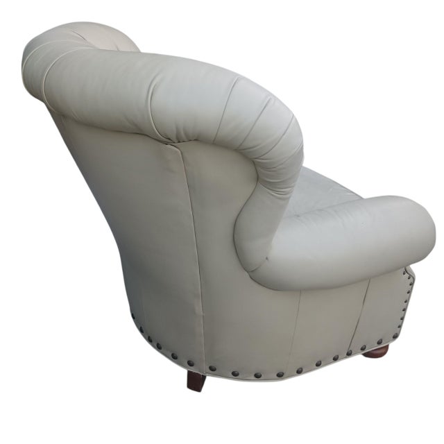 Animal Skin Timeless American Style and Benchmade Craftsmanship of a Writer's Club Chair and Ottoman. For Sale - Image 7 of 12