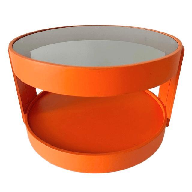 Vintage Space Age Orange Side Table on Wheels, 1960s For Sale - Image 5 of 9
