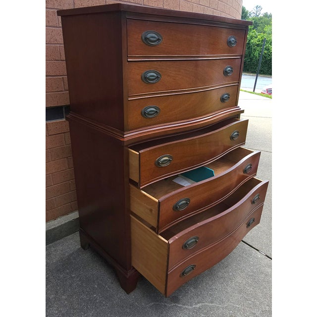 Dixie Furniture Mid Century Federal Style Mahogany Chest on Chest of Drawers For Sale - Image 9 of 12