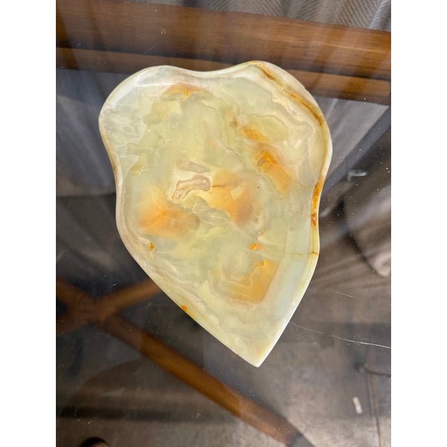 Vintage 1970s handmade organic shaped alabaster leaf.