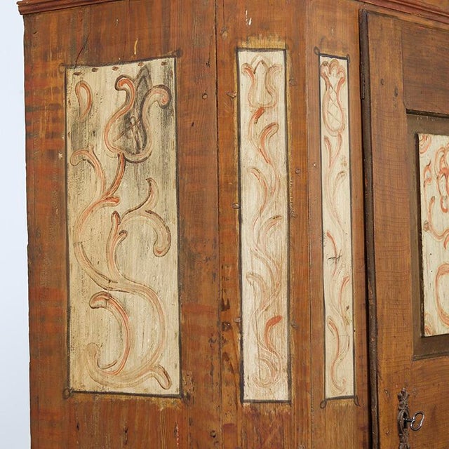 Rustic Farmhouse Folk Art Painted Bridal Cabinet, 1806 For Sale - Image 9 of 13