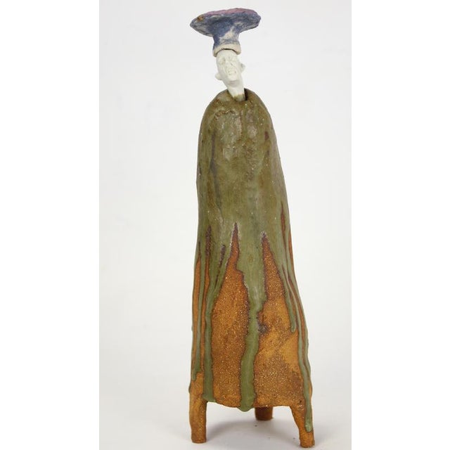 Figurative Ceramic Sculpture with Wood-Ash Glaze and Porcelain Head with Rusola by Óscar Aldonza Torres, 2024 For Sale - Image 9 of 10