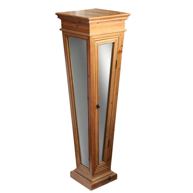 Wooden Mirrored Storage Pedestal For Sale