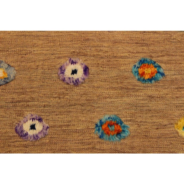 1990s 1990s Abstract Moroccan High-Low Tan/Green Wool Rug - 8'10'' X 11'4'' For Sale - Image 4 of 8