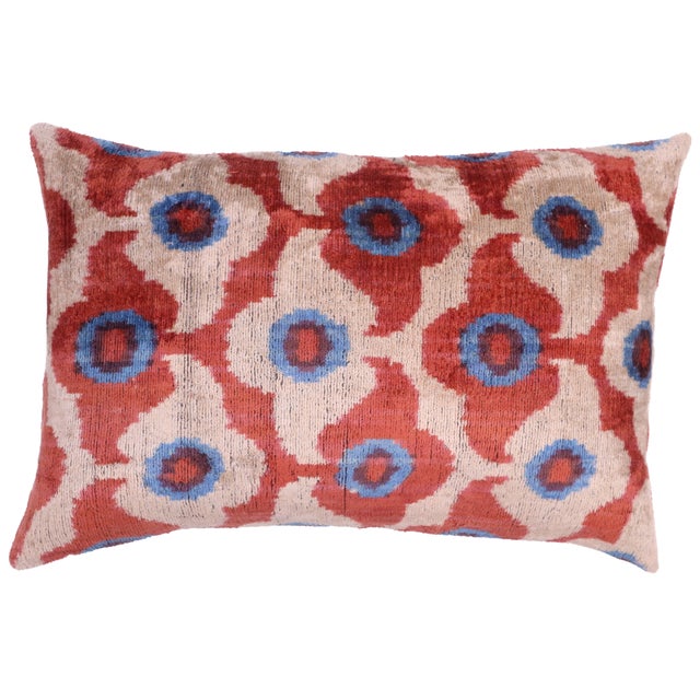 Contemporary Orangy Red Velvet Throw Pillow & Down Insert For Sale In San Francisco - Image 6 of 6