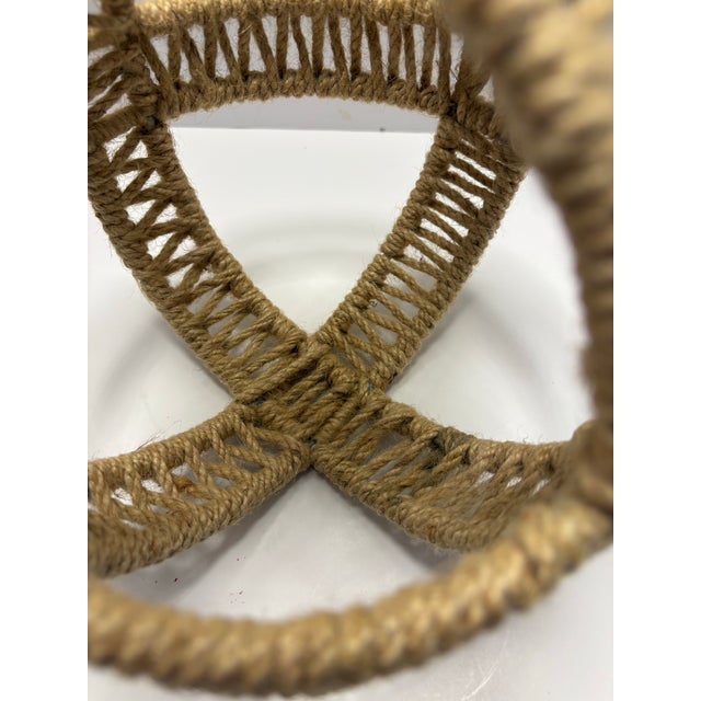 Coastal Mid 20th Century Hand-Wrapped Jute Rope Nautical Orb Sculpture | Coastal Modern Decor Object For Sale - Image 3 of 6