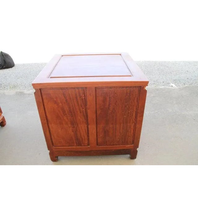Chinoiserie Mid 20th Century Pair Asian Rosewood Chinoiserie Nightstands For Sale - Image 3 of 10