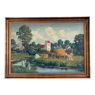 European Artist, Countryside Landscape, 1970s, Oil Painting For Sale