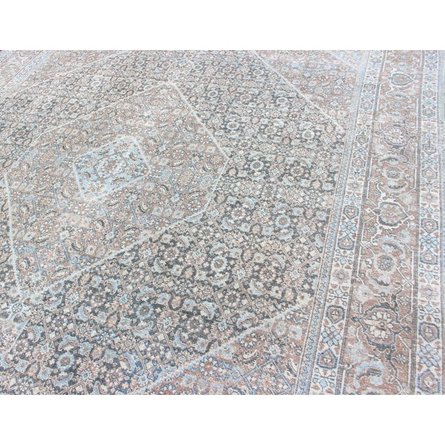 Medium Blue and Gray Background Persian Tabriz Rug With All-Over Herati Design 8'6 X 11'7 For Sale - Image 10 of 18