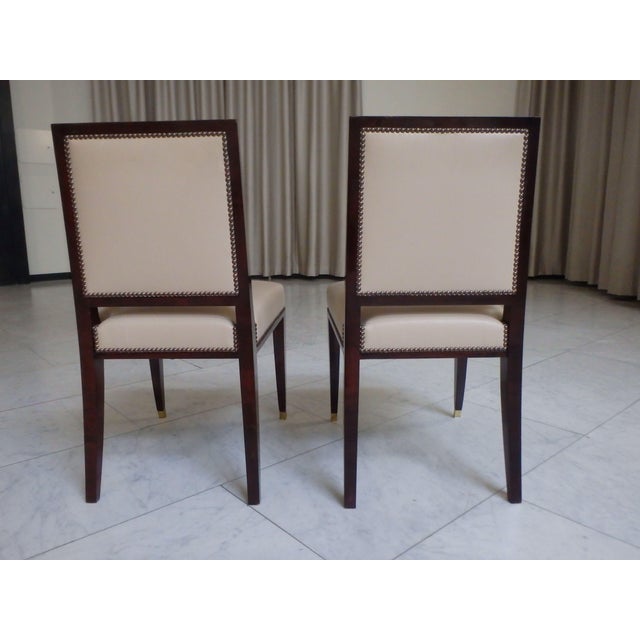 Beige Leather Side Chairs with Brass from the Hotel Baur Au Lac Zurich, 1980, Set of 2 For Sale - Image 10 of 18
