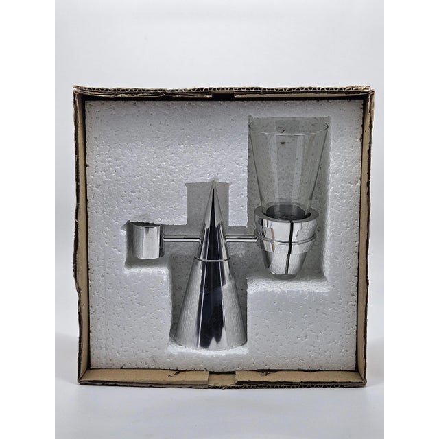 Metal Stainless Steel and Glass Toothbrush Holder with Box, 1980 For Sale - Image 7 of 8