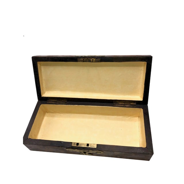 Antique Dome Top English Box With Brass For Sale In Dallas - Image 6 of 9