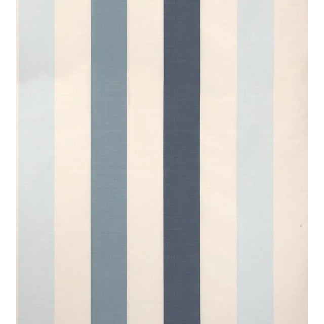 The House of Scalamandré La Valliere Rayure Fabric, Blue & Cream For Sale