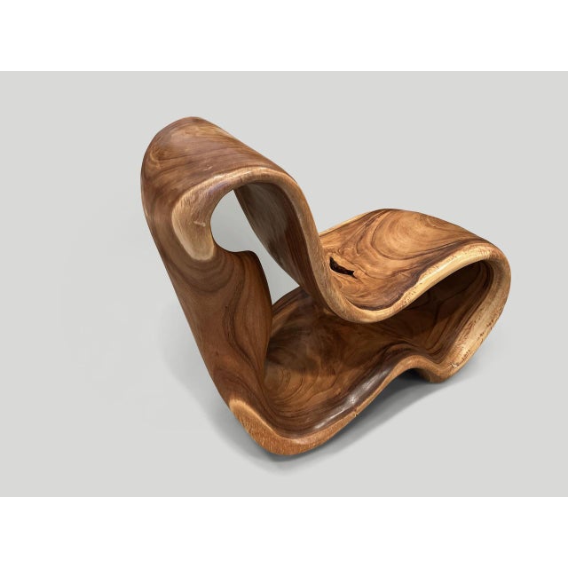 Andrianna Shamaris Impressive Suar Wood Sculptural Chair For Sale - Image 17 of 18