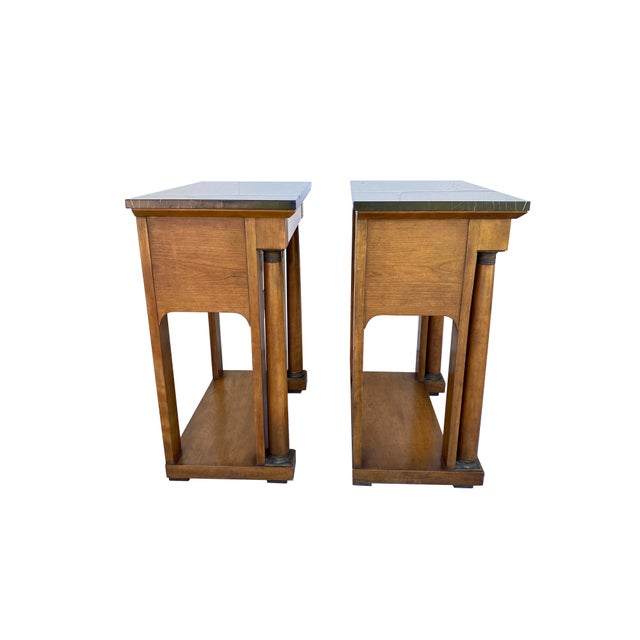Art Deco Neoclassical-Style Bedside or Side Tables With Marble Tops, by Baker Furniture For Sale - Image 3 of 18