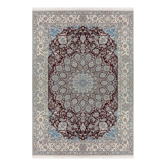 Hand-Knotted Silk and Wool Nain Rug For Sale