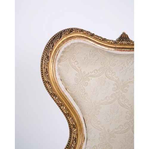Textile Bergère Armchair in Gilded Wood and Light Fabric, 1860 For Sale - Image 7 of 12