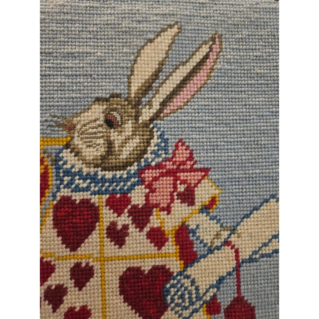 Time for the Queen Hearts Rabbit Cross Stitched Framed Art