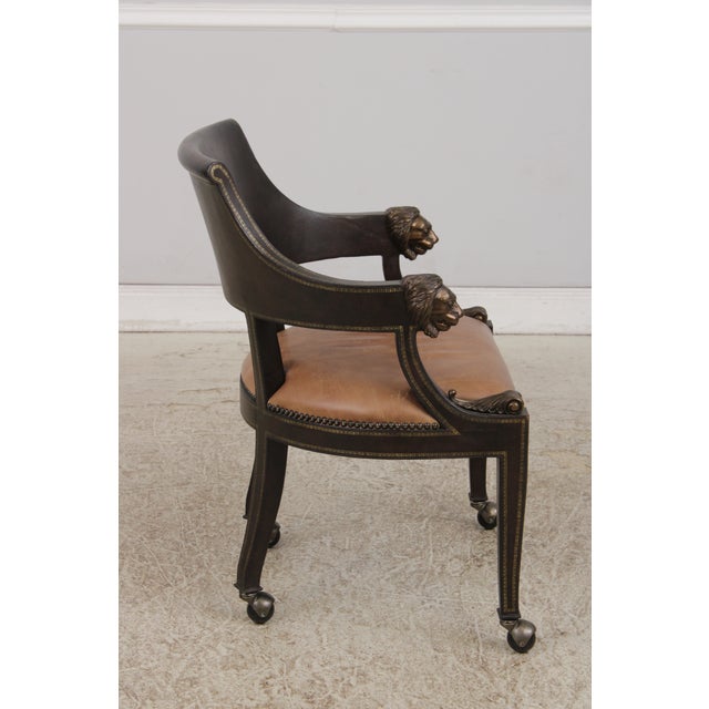 Set of 6 Maitland Smith Leather Lionhead Armchairs For Sale In Philadelphia - Image 6 of 18