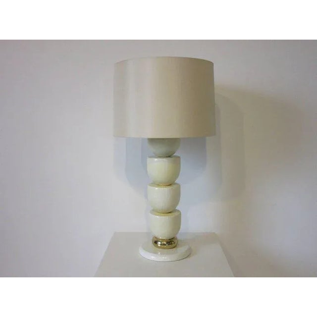 Wood 1970s Lacquered Wood and Brass Table Lamp For Sale - Image 7 of 7