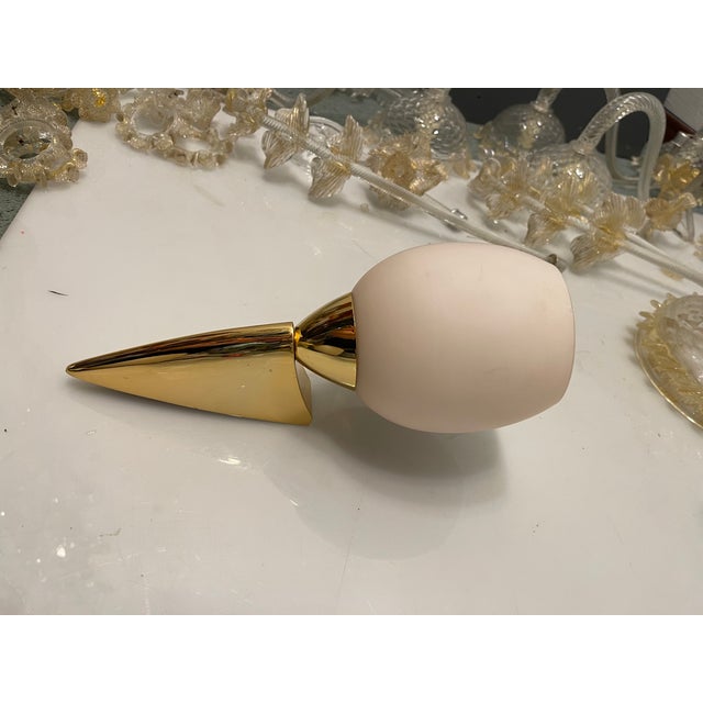 **Pink Opaline Glass Brass Sconces - Set of 2 1960’s Enhance your living space with this exquisite set of two pink opaline...